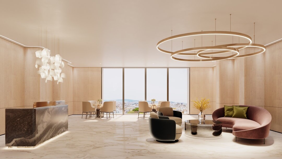 Bright modern office reception area