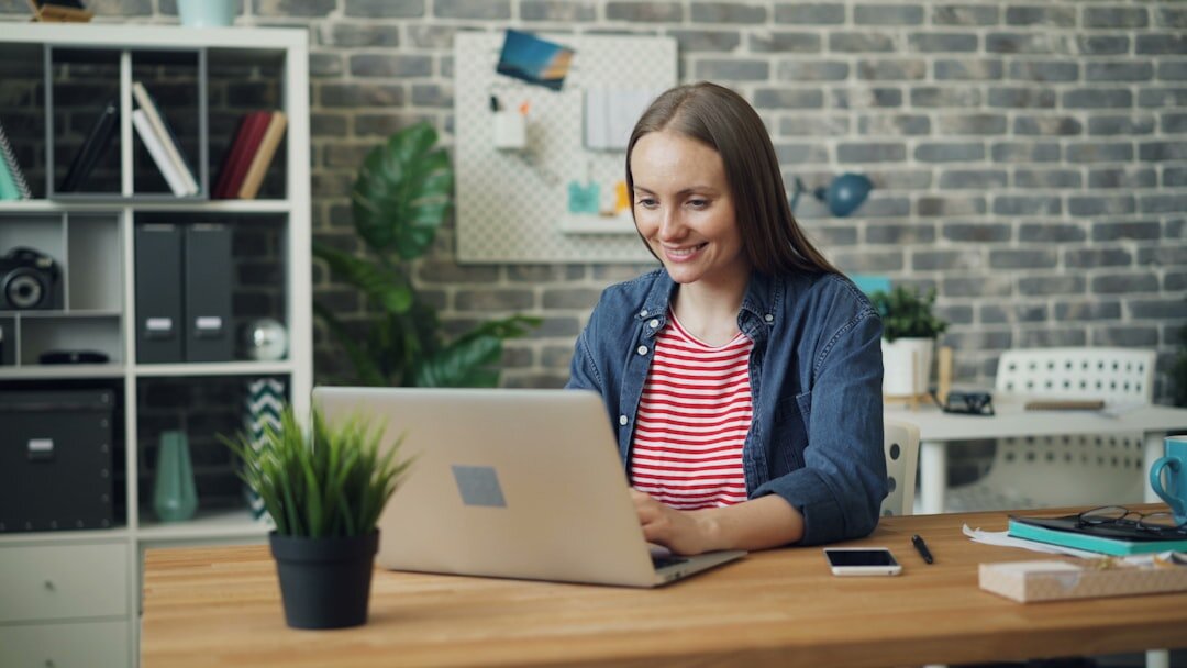 successful blogger at desk